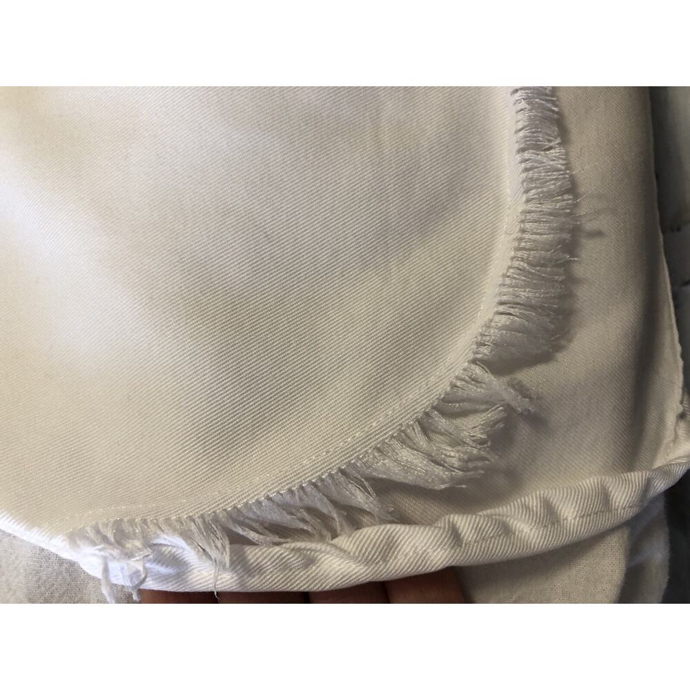 Amandi Blouse M White Split Neck Short Sleeve Frayed Hem! Tencel! - Picture 5 of 9